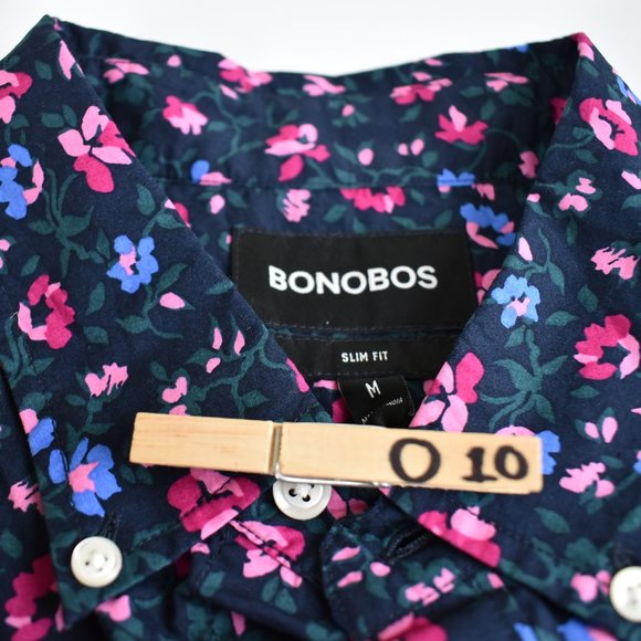 Bonobos NEW M Slim Fit Short Sleeve Shirts Navy - Picture 2 of 7